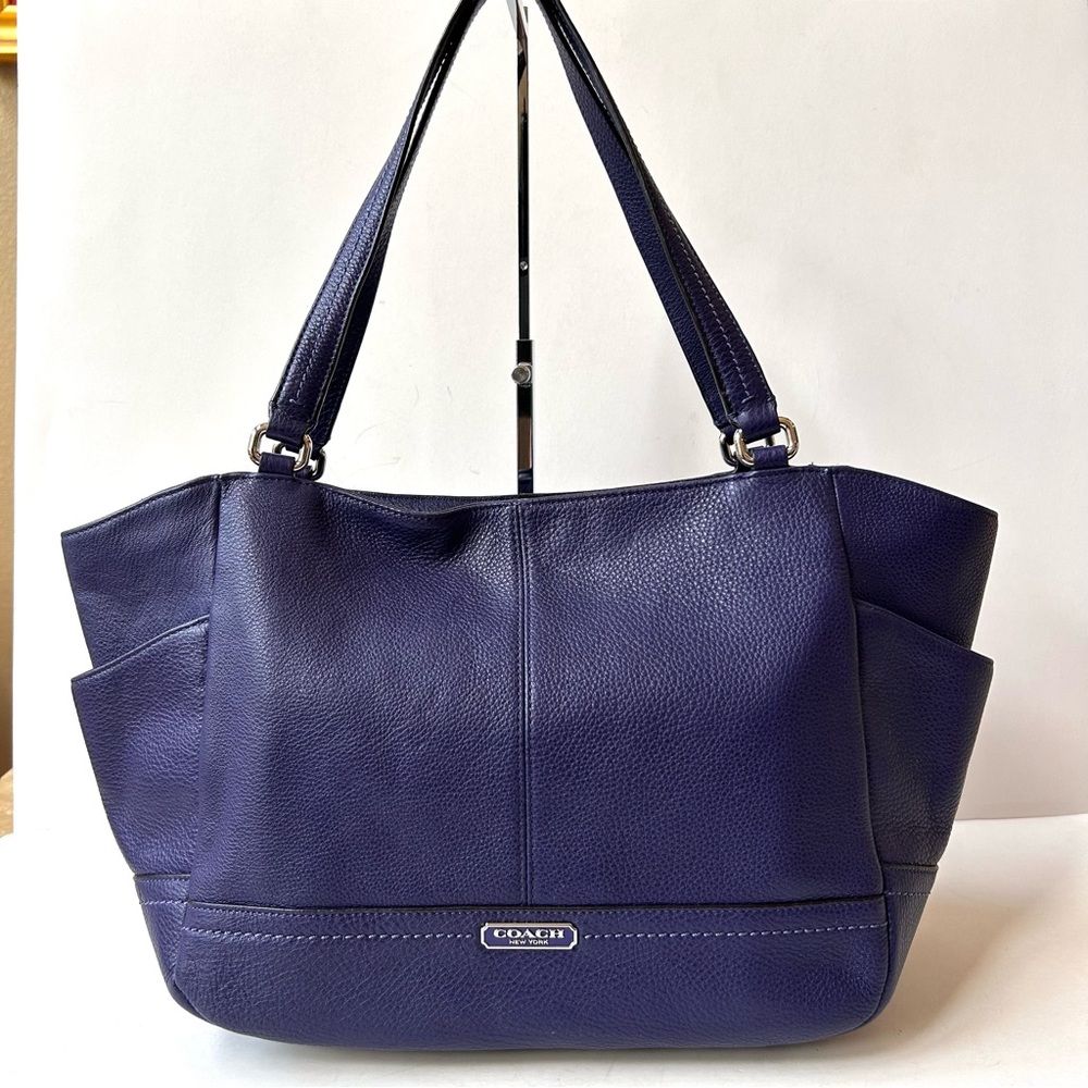 Coach Purple Pebble Leather Shoulder Tote Bag Gently Used